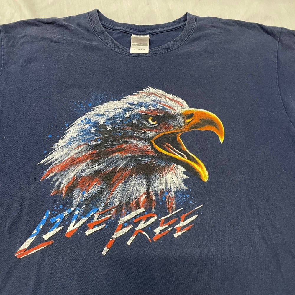 Vintage y2k america eagle july 4th flag t shirt - mens large